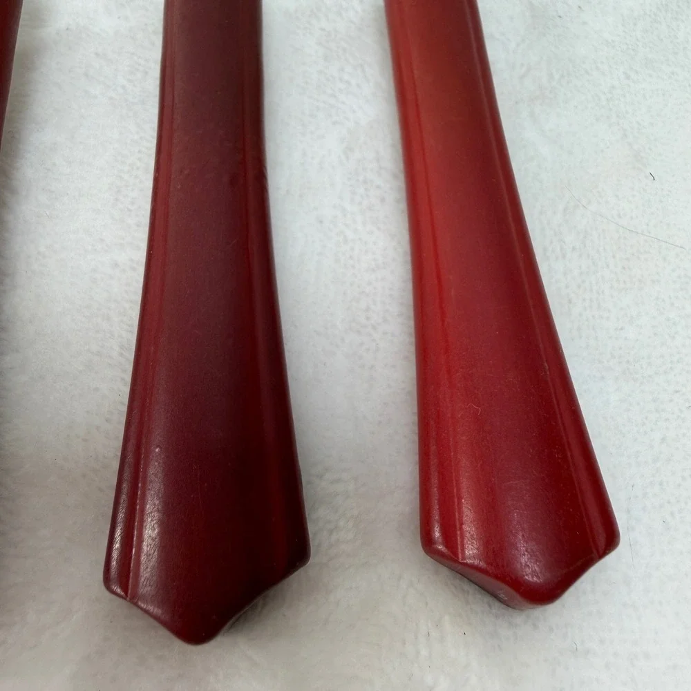 VTG Red Bakelite Handle‎ Dinner Forks Set of 4 Mid Century Retro MCM
